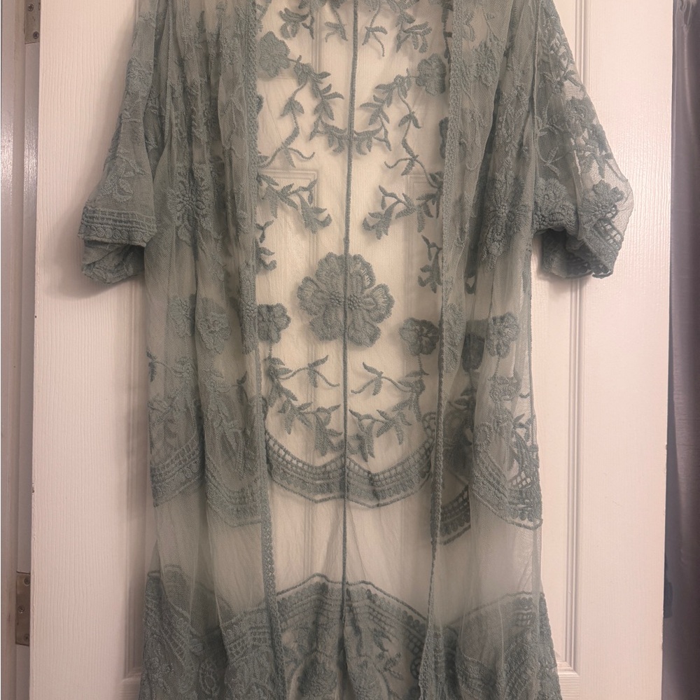 Embroidered Sheer Kimono
